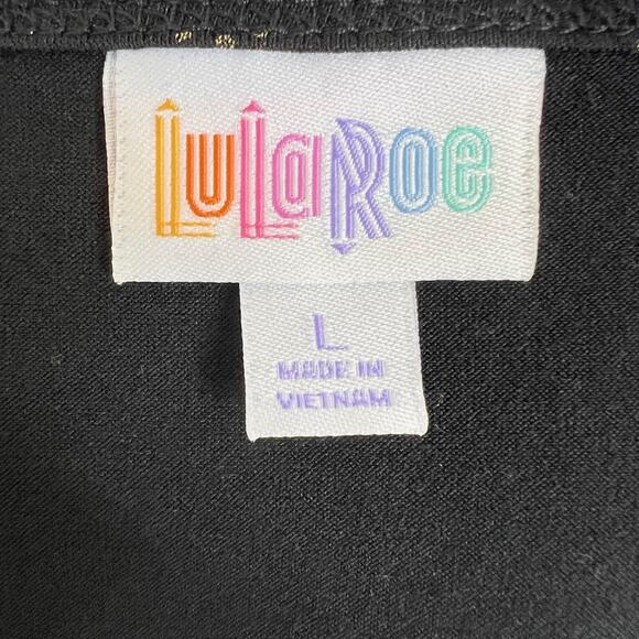 LuLaRoe Womens Maxi Dress Large Black Gold Metallic Geometric Print Scoop Neck - Picture 4 of 5